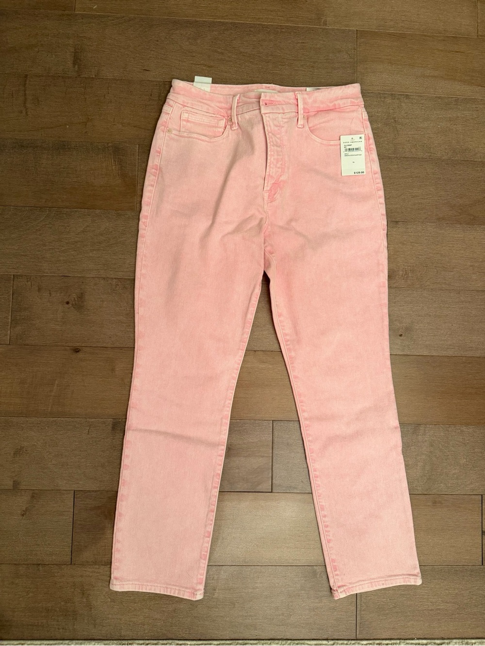 Good American Soft Pink High-Rise Straight Jeans